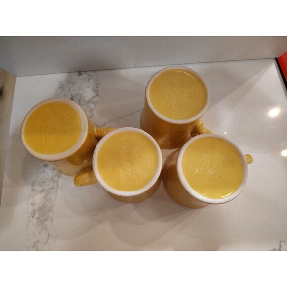 Set of 4 Fiesta Fiestaware HLC Sunflower Yellow Mug Tom Jerry Ring Handle - Picture 5 of 5